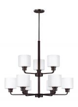 Generation Lighting 3128809EN3-710 - Canfield modern 9-light LED indoor dimmable ceiling chandelier pendant light in bronze finish with e