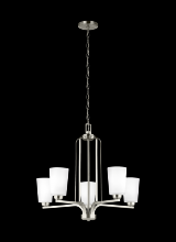 Generation Lighting 3128905EN3-962 - Franport transitional 5-light LED indoor dimmable ceiling chandelier pendant light in brushed nickel