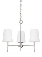 Generation Lighting 3140403EN3-962 - Driscoll contemporary 3-light LED indoor dimmable ceiling chandelier pendant light in brushed nickel