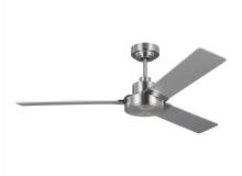 Generation Lighting 3JVR52BS - Jovie 52&#34; Indoor/Outdoor Brushed Steel Ceiling Fan with Wall Control and Manual Reversible Motor