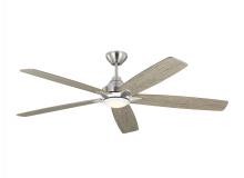 Generation Lighting 5LWDSM60BSLGD - Lowden 60&#34; Dimmable Indoor/Outdoor Integrated LED Brushed Steel Ceiling Fan with Light Kit