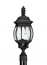 Generation Lighting 82200EN-12 - Wynfield traditional 2-light LED outdoor exterior post lantern in black finish with glass shades