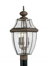 Generation Lighting 8239EN-71 - Lancaster traditional 3-light LED outdoor exterior post lantern in antique bronze finish with clear