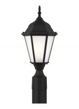 Generation Lighting 82941EN3-12 - Bakersville traditional 1-light LED outdoor exterior post lantern in black finish with satin etched