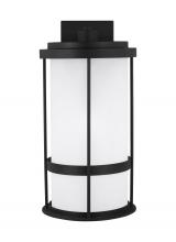 Generation Lighting 8790901EN3-12 - Wilburn modern 1-light LED outdoor exterior large wall lantern sconce in black finish with satin etc
