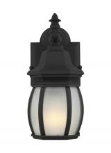 Generation Lighting 89104EN3-12 - Wynfield traditional 1-light LED outdoor exterior small wall lantern sconce in black finish with fro
