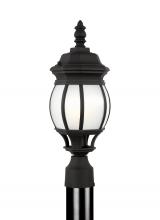 Generation Lighting 89202EN3-12 - Wynfield traditional 1-light LED outdoor exterior small post lantern in black finish with frosted gl