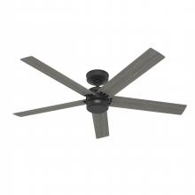Hunter 52247 - Hunter 52 inch Burton Matte Black Damp Rated Ceiling Fan and Wall Control