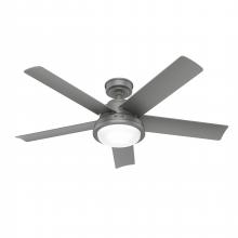 Hunter 52416 - Hunter 52 inch Seawall Matte Silver WeatherMax Indoor / Outdoor Ceiling Fan with LED Light Kit and W