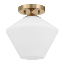 Hunter 48107 - Hunter Celestial Valley Alturas Gold with Cased White Glass 1 Lt Flush Mount Ceiling Light Fixture