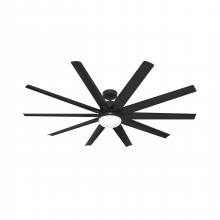 Hunter 52618 - Hunter 72 inch Overton Matte Black Damp Rated Ceiling Fan with LED Light Kit and Wall Control