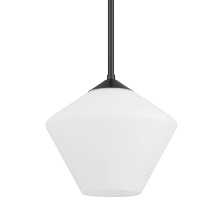Hunter 48100 - Hunter Celestial Valley Matte Black with Cased White Glass 1 Light Pendant Ceiling Light Fixture