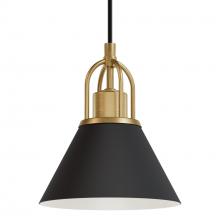 Hunter 13164 - Hunter Carrington Isle Flat Matte Black and Luxe Gold 1 Light Pendant Ceiling Light Fixture