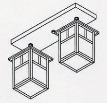 Arroyo Craftsman MCM-5/2TOF-MB - 5&#34; mission 2 light ceiling mount with T-bar overlay