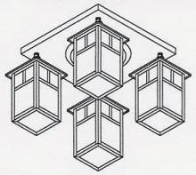 Arroyo Craftsman MCM-6/4TGW-AB - 6&#34; mission 4 light ceiling mount with T-bar overlay