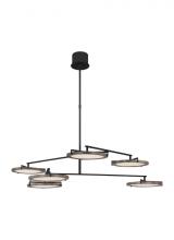 Visual Comfort & Co. Modern Collection CDCH17327WOB - The Shuffle Large 6-Light Damp Rated Integrated Dimmable LED Ceiling Chandelier in Nightshade Black