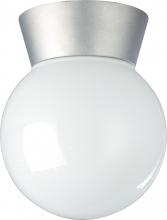 Nuvo SF77/152 - 1 Light - 8&#34; Utility Ceiling with White Glass - Satin Aluminum Finish