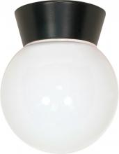 Nuvo SF77/157 - 1 Light - 8&#34; Utility Ceiling with White Glass - Black Finish