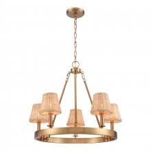 ELK Home EC89756/5 - Rydell 24.5&#39;&#39; Wide 5-Light Chandelier - Brushed Gold and Rattan