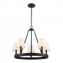 ELK Home EC89766/5 - Rydell 24.5&#39;&#39; Wide 5-Light Chandelier - Matte Black and Parchment